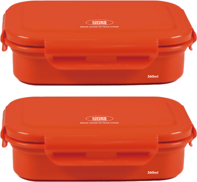 리빙크리에이터 지켜텐 스텐 도시락용기 오렌지 560ml, 2개, 단품