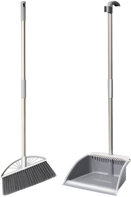 생활공식 스탠드형 빗자루 쓰레받기 세트, 1세트, 화이트 + 그레이