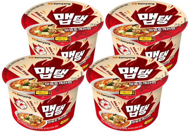 맵탱 큰컵 마늘조개라면 110g, 4개