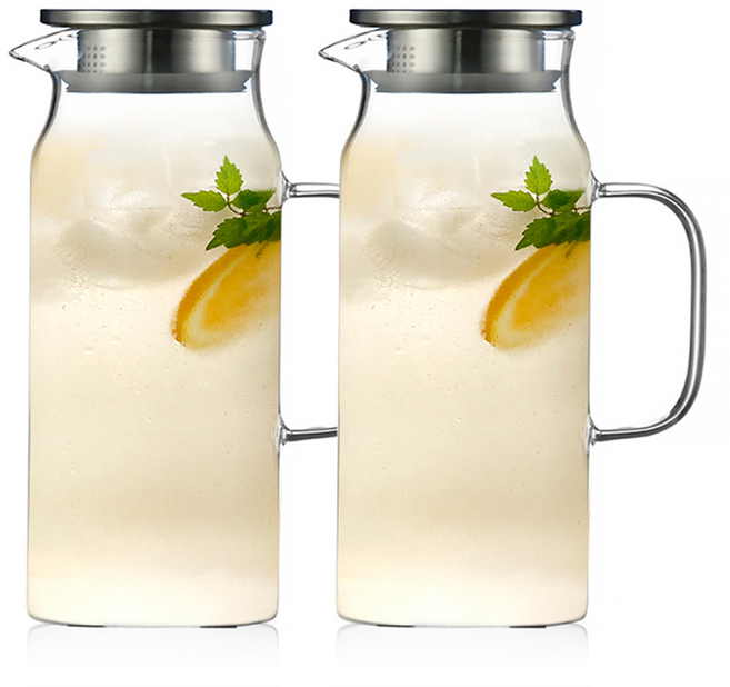 카페로메오 스텐캡 내열유리 냉장고 물병, 혼합색상, 1.5L, 2개