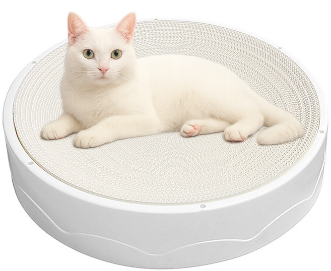 펫츠몬 고양이 더 커져 눕기편한 원형 스크래쳐, 크라프트 화이트, 1개