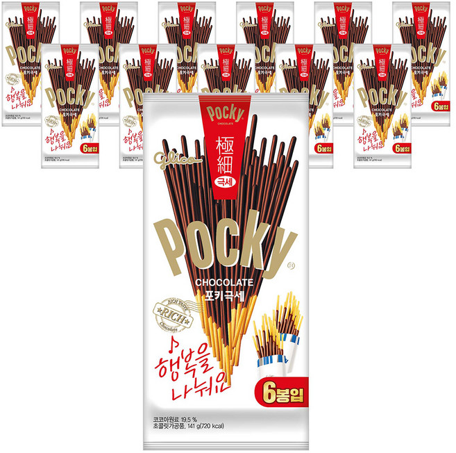 포키 극세 초코스틱 6p, 141g, 12개