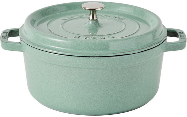 staub 電磁爐圓形琺瑯鑄鐵鍋, 24cm, 鼠尾草綠, 1個