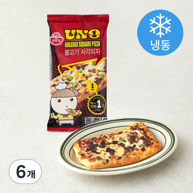 오뚜기 UNO 불고기 사각피자 (냉동), 99g, 1개입, 6개