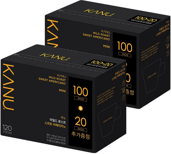 카누 미니 마일드 로스트 스위트 아메리카노 원두커피믹스, 2.9g, 120개입, 2개
