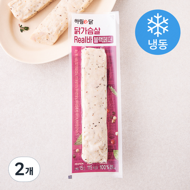 하림e닭 닭가슴살 리얼바 블랙페퍼 (냉동), 80g, 1개입, 2개