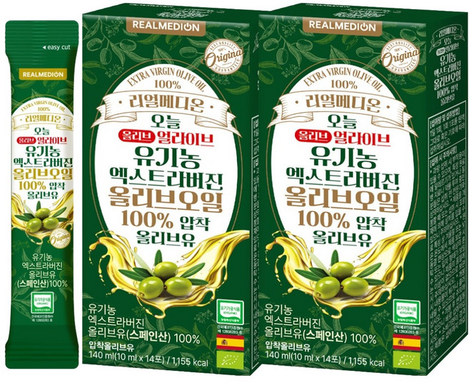 리얼메디온 오늘 유기농 엑스트라버진 올리브유 스틱 14p, 2개, 140ml