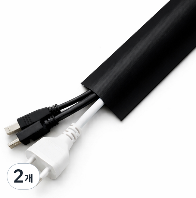 주식회사아텍스 잘라쓰는 전선 케이블 몰딩, 블랙, 2개