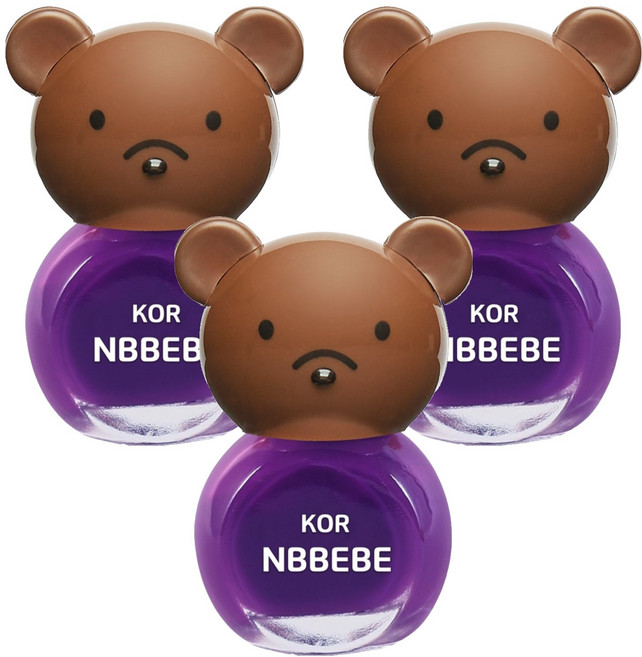 Nbbebe 兒童用指甲油, 鮮豔的紫色, 3個