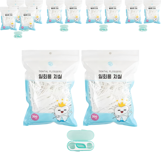 로얄클라쓰 일회용 치실 + 케이스, 7.5cm, 500개입, 12개