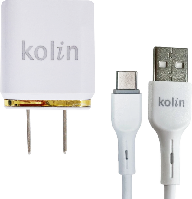 Kolin 歌林 快速充電套組 3.1A雙埠USB充電器 + 充電傳輸線 1m, 白色, 1組