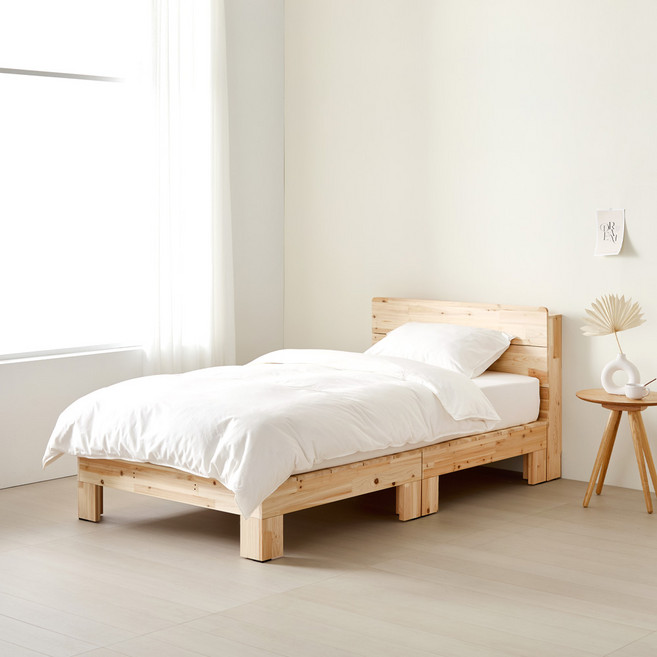 하모벨 밀라 삼나무 일반헤드 평상형 침대프레임 단품 방문설치, 내추럴