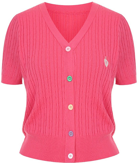 샐리 여성용 하트 락 버튼 꽈배기 가디건 I5B-CCA003