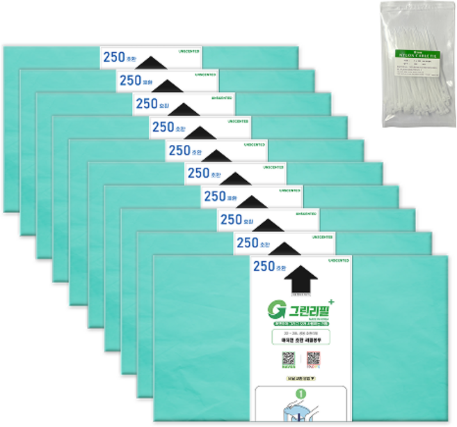 그린리필 매직캔 호환 리필 쓰레기 봉투 250 10p+절약팩 1개, 21L