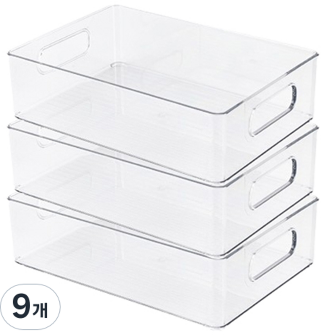 마켓피오 홈 투명 다용도 pp 정리 수납함, 타입1, 9개