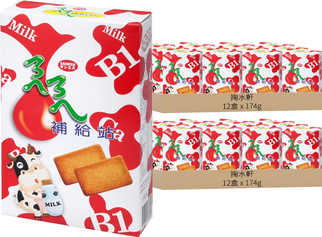 SANESU ㄋㄟㄋㄟ 補給站 牛奶餅乾, 174g, 24盒