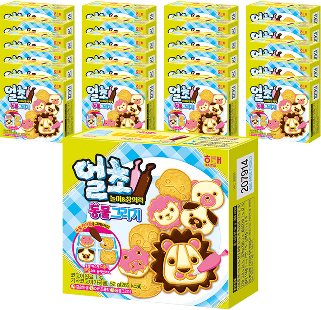 해태제과 얼초 동물그리기 52g, 단품, 24개