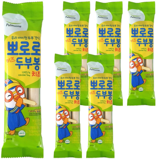 풀무원 뽀로로 키즈 두부봉 치즈, 84g, 6개