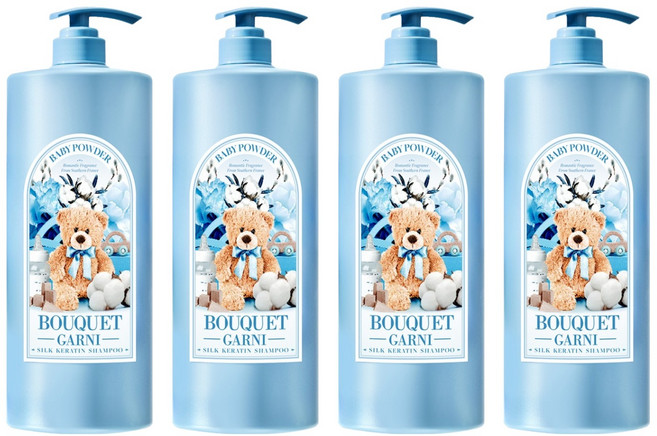 부케가르니 실크 케라틴 샴푸 베이비파우더향, 1.5L, 4개
