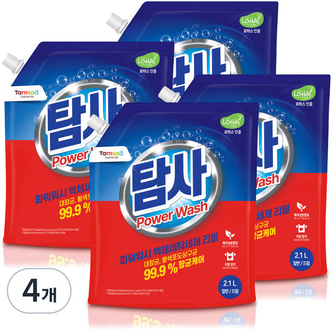 탐사 파워워시 세탁세제, 2.1L, 4개