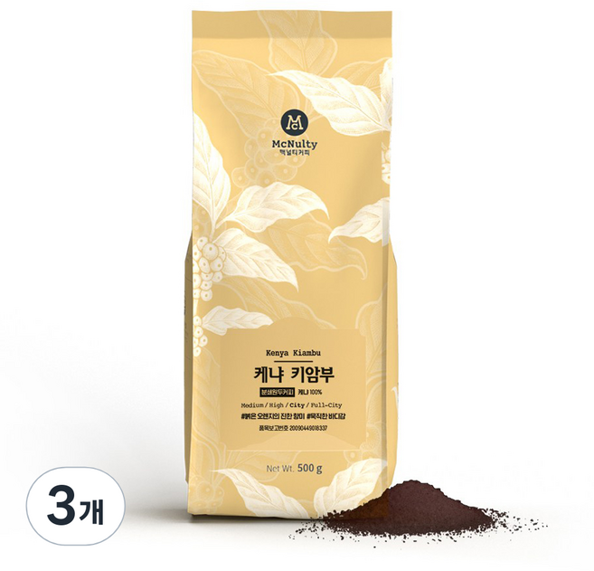 맥널티 케냐 키암부 분쇄 원두 커피, 에스프레소, 500g, 3개