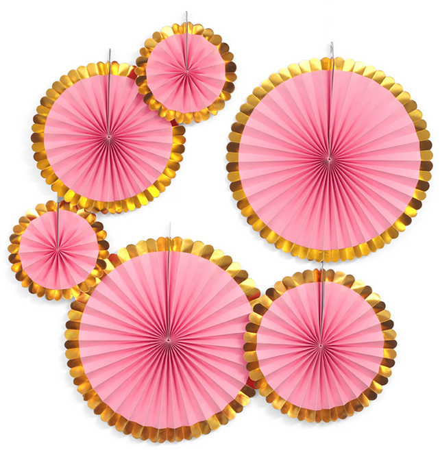 파티팡 페이퍼팬 데코 6종세트, 골드핑크