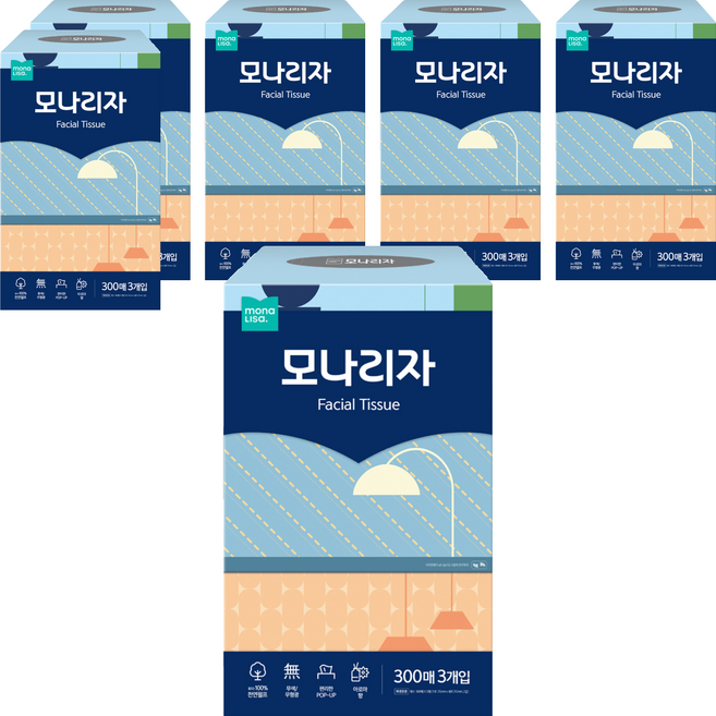 모나리자 미용티슈 2겹, 300매, 18개