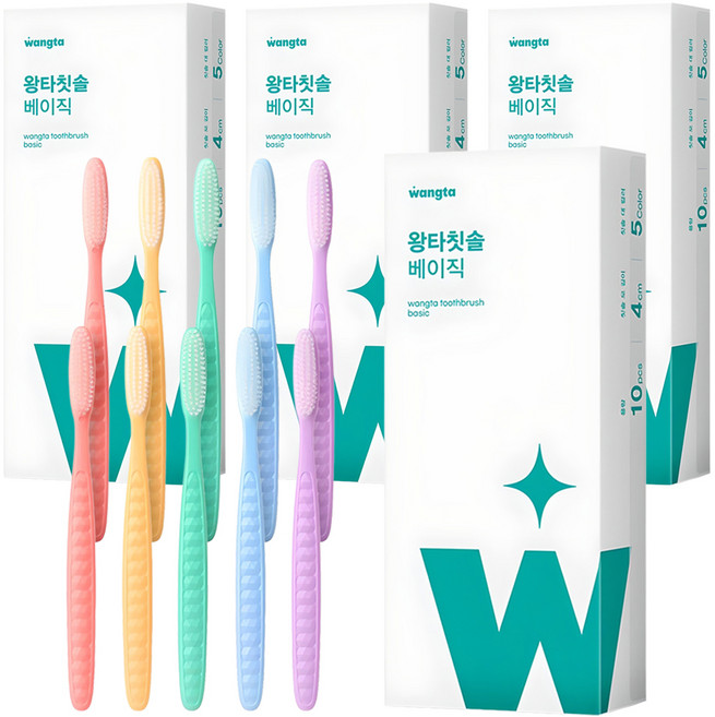 왕타 통칫솔 파스텔 세트, 10개입, 4개