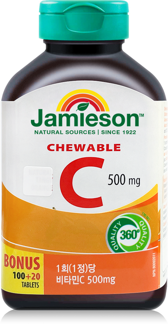 자미에슨 츄어블 비타민C 500mg 오렌지맛, 120정, 1개