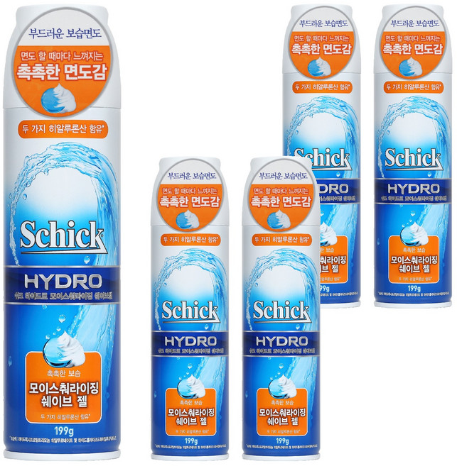 쉬크 하이드로 모이스춰라이징 쉐이브젤, 199g, 5개