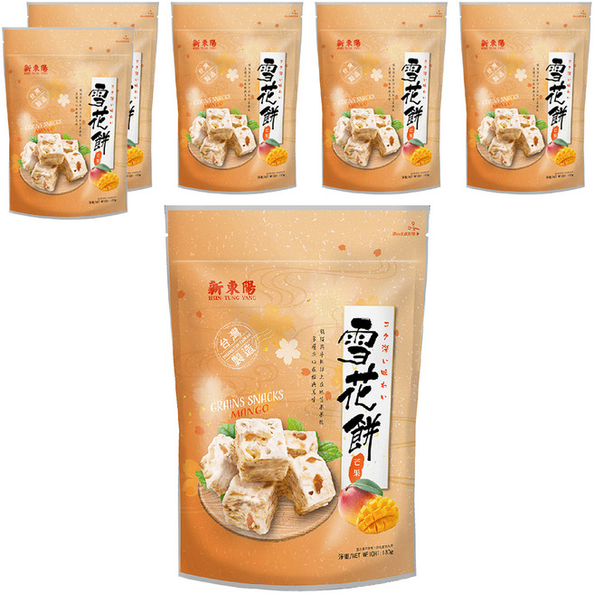 新東陽 雪花餅 芒果, 180g, 6包