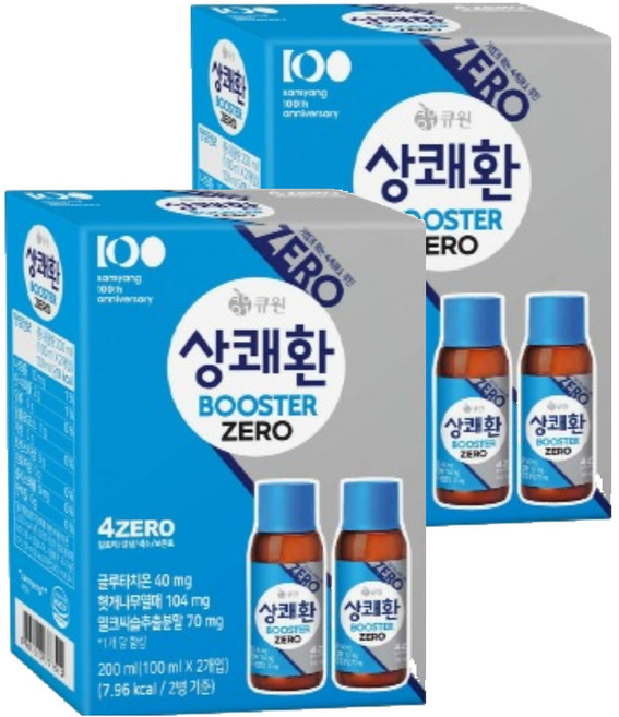 상쾌환 부스터 ZERO 숙취해소음료, 100ml, 4개