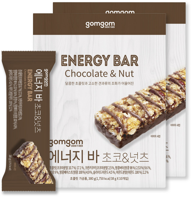 곰곰 에너지바 초코 & 넛츠, 380g, 2개