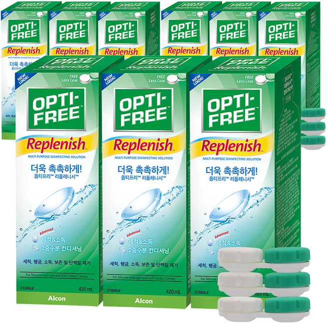 옵티프리 리플레니시 렌즈세정액 3p + 렌즈케이스 3p, 420ml, 9개