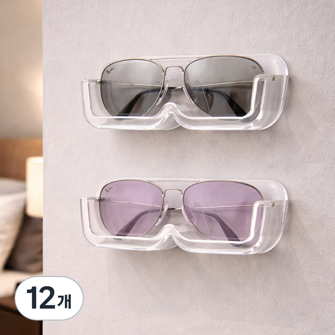 주앤지 접착식 공중부양 안경 선글라스 거치대, 투명, 12개