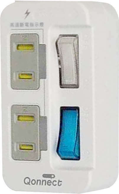 Qonnect 2開2插2P分接式高溫斷電插座, 白色, 1個