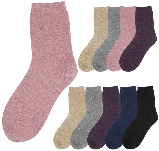 두발로 여성용 니트 앙고라 중목 양말 10켤레