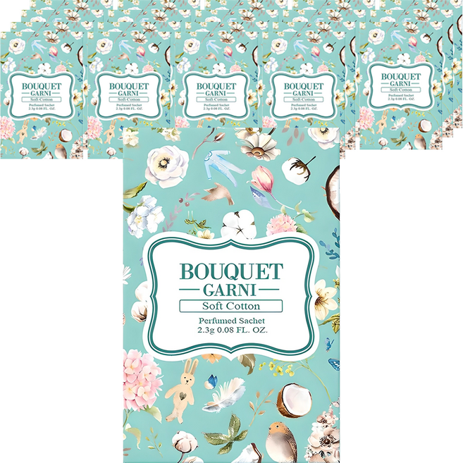 부케가르니 퍼퓸드 샤쉐 옷장방향제 본품, 2.3g, 20개, 소프트코튼