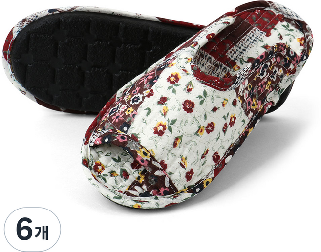 키키디 여성용 힐링 쿠션 실내화, 패치브라운, 6개