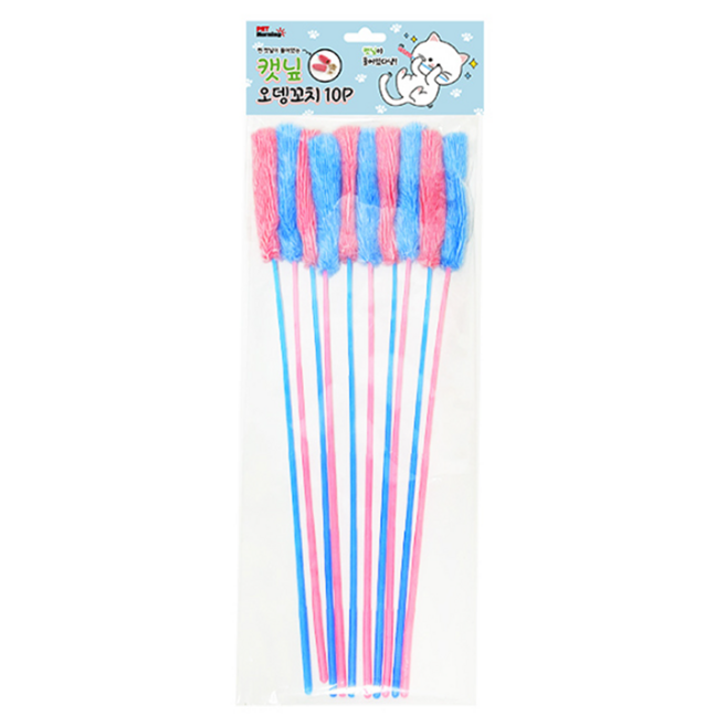 펫모닝 고양이 캣닢 오뎅꼬치 장난감 2종 x 5p 세트, 핑크, 블루, 1세트