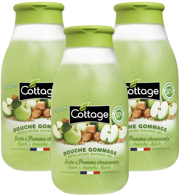 Cottage 磨砂沐浴露 甜脆蘋果香味, 3個, 270ml