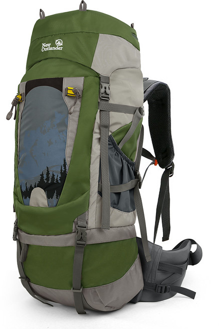 뉴아웃랜더 대형 마운틴 등산배낭 80L 방수커버 포함, 카키
