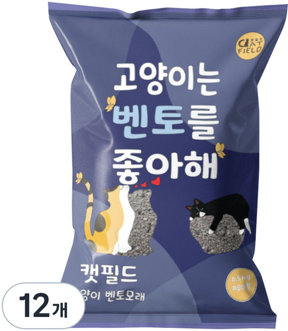 캣필드 응고형 고양이 벤토모래, 6.5kg, 12개, 베이비파우더향