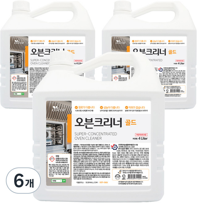 코코즈 오븐크리너 골드, 4L, 6개