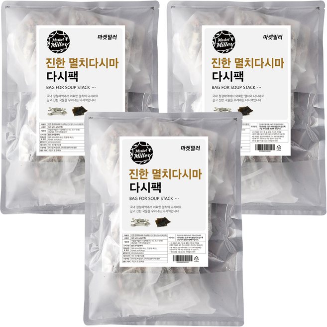 마켓밀러 진한 멸치다시마 다시팩 20p, 320g, 3개