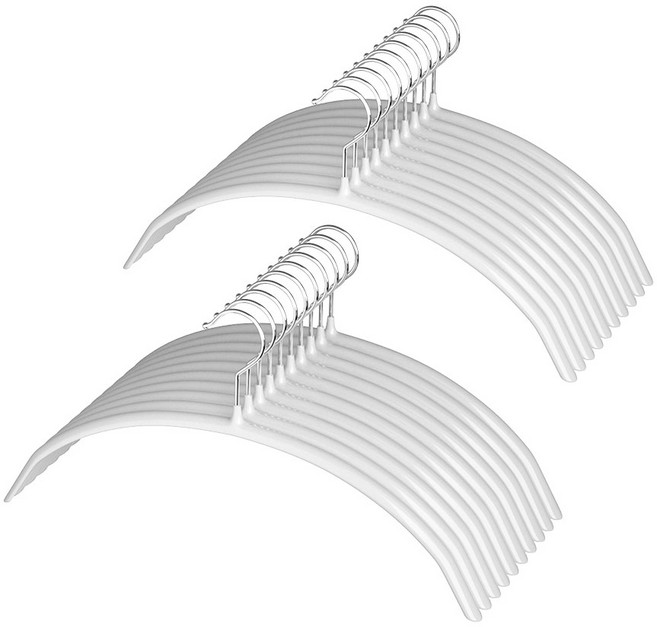 코멧 홈 논슬립 라운드 옷걸이, 화이트, 20개