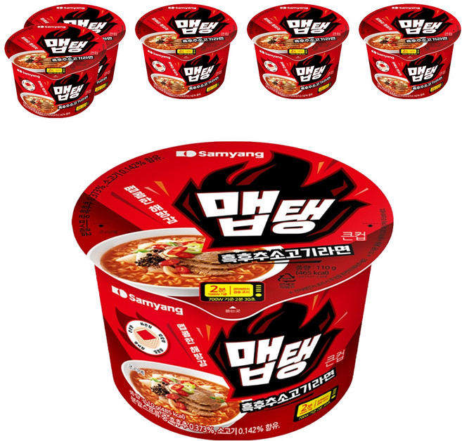 맵탱 큰컵 흑후추 소고기라면 110g, 6개