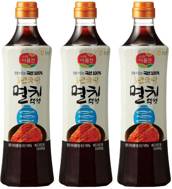 아름찬 국산 멸치액젓, 1kg, 3개