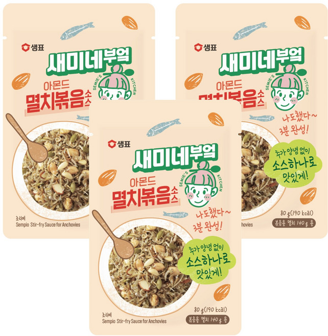새미네부엌 아몬드 멸치볶음 소스, 80g, 3개