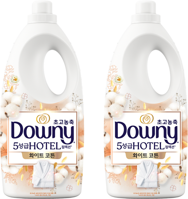 다우니 초고농축 호텔 컬렉션 섬유유연제 화이트 코튼 본품, 2L, 2개
